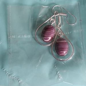Sterling silver white and purple stone earrings